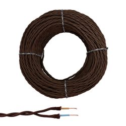 Cable Paralelo Textil Trenzado H05V-K 2 X 1,00 Mm² Marrón Euro/M