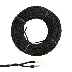 Cable Paralelo Textil Trenzado H05Vv-F 2 X 1,50 Mm² Negro Euro/M