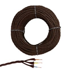 Cable Paralelo Textil Trenzado H05Vv-F 3 G 1,50 Mm² Marrón Euro/M
