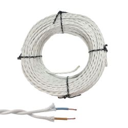 Cable Paralelo Textil Trenzado H07V-K 2 X 2,50 Mm² Blanco Euro/M