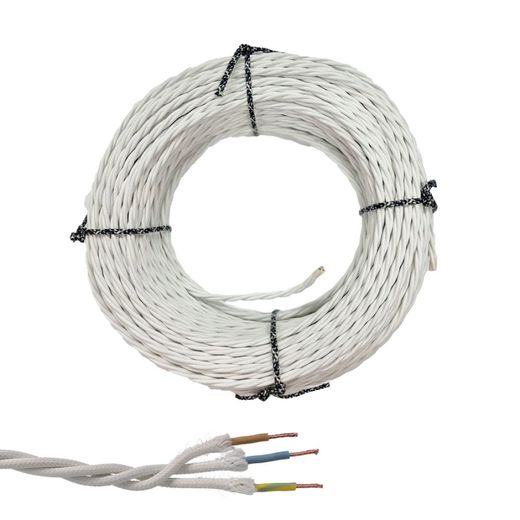 Cable Paralelo Textil Trenzado H07V-K 3 G 2,50 Mm² Blanco Euro/M