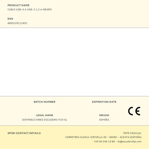 Cable Usb-A A Usb-C 1,2 M Negro