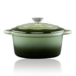 Cacerola De Hierro Fundido Esmaltado Color Verde 3,8 L, Ø24 X 11,8 Cm