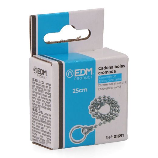 Cadena De Bolas Cromada De Lavabo 25Cm Edm