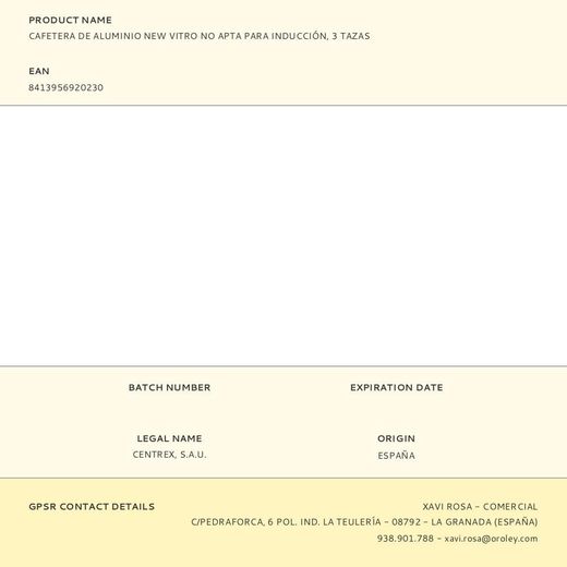 Cafetera De Aluminio New Vitro No Apta Para Inducción, 3 Tazas