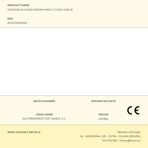 Cafetera De Goteo Verona Inox 12 Tazas 1000 W