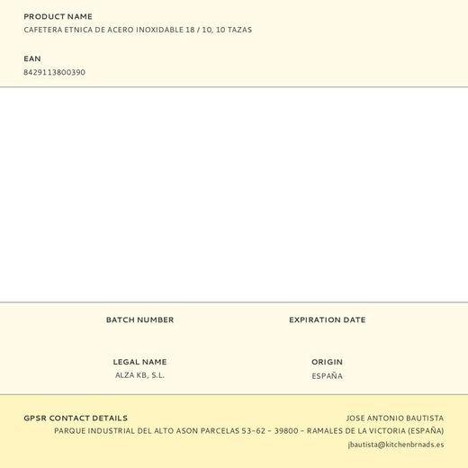 Cafetera Etnica De Acero Inoxidable 18 / 10, 10 Tazas