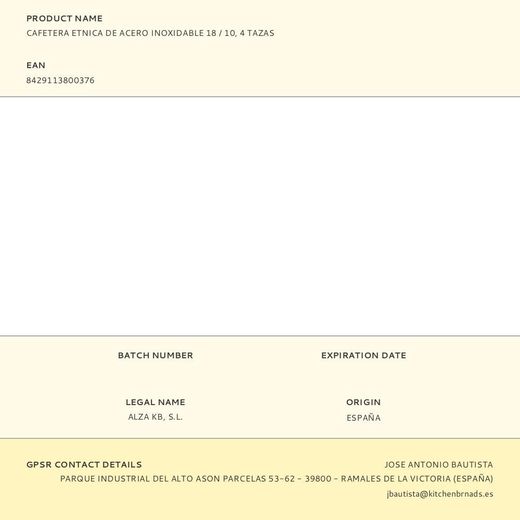 Cafetera Etnica De Acero Inoxidable 18 / 10, 4 Tazas