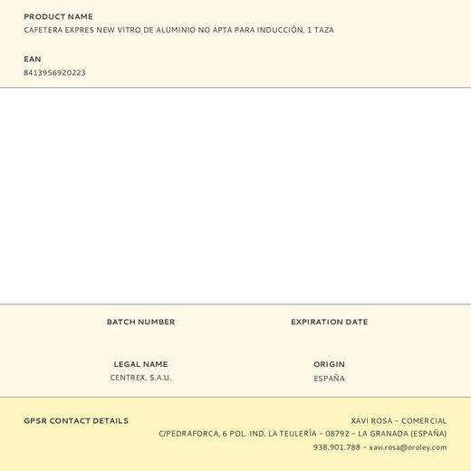 Cafetera Expres New Vitro De Aluminio No Apta Para Inducción, 1 Taza