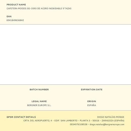 Cafetera Moods Sg-3593 De Acero Inoxidable 9 Tazas