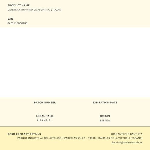 Cafetera Tiramisu De Aluminio 3 Tazas