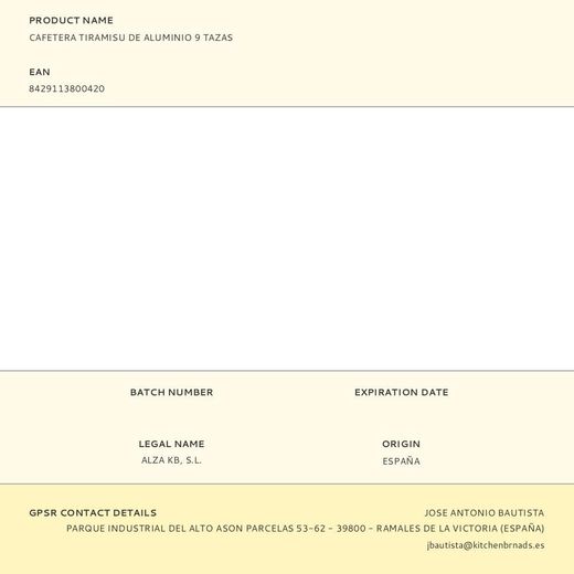 Cafetera Tiramisu De Aluminio 9 Tazas