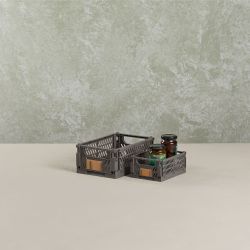 Caja Almacenaje Plegable Gris 17 X 12.5 X 7 Cm Set 2 Piezas