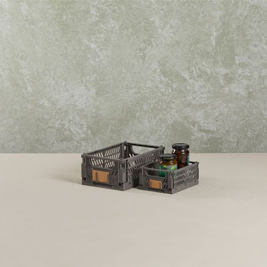 Caja Almacenaje Plegable Gris 17 X 12.5 X 7 Cm Set 2 Piezas