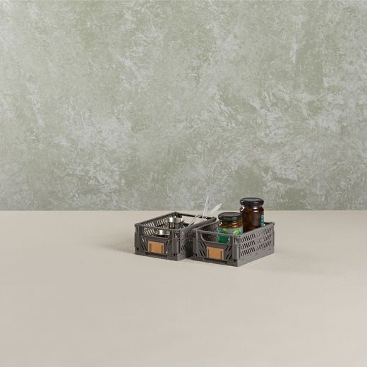 Caja Almacenaje Plegable Gris 17 X 12.5 X 7 Cm Set 2 Piezas