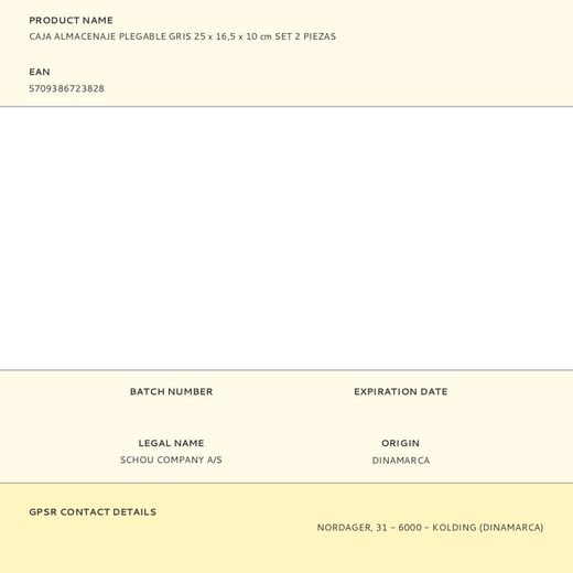 Caja Almacenaje Plegable Gris 25 X 16,5 X 10 Cm Set 2 Piezas