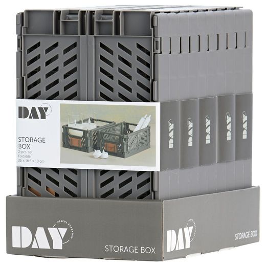 Caja Almacenaje Plegable Gris 25 X 16,5 X 10 Cm Set 2 Piezas