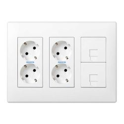 Caja Con 4 Schuko + 2 Rj45, 500 Cima Superficie O Empotrar Blanca