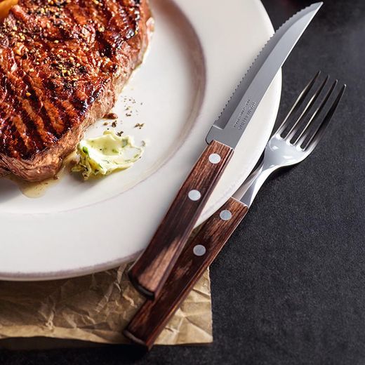 Cuchillos De Asado Polywood Castaño 12,7 Cm Expositor 60 Uds