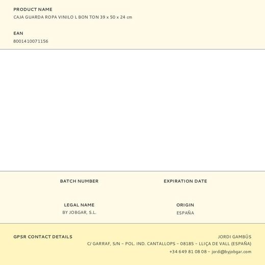 Caja Guarda Ropa Vinilo L Bon Ton 39 X 50 X 24 Cm