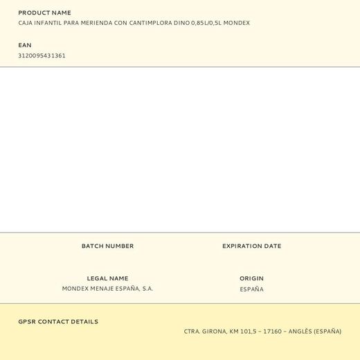 Caja Infantil Para Merienda Con Cantimplora Dino 0,85 L / 0,5 L