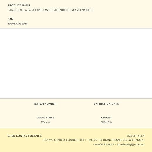 Caja Metálica Modelo Scandi Nature Para Cápsulas De Café