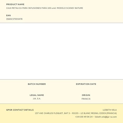 Caja Metálica Modelo Scandi Nature Para Infusiones Para 100 Uds