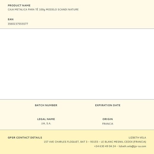 Caja Metálica Modelo Scandi Nature Para Té 100 G