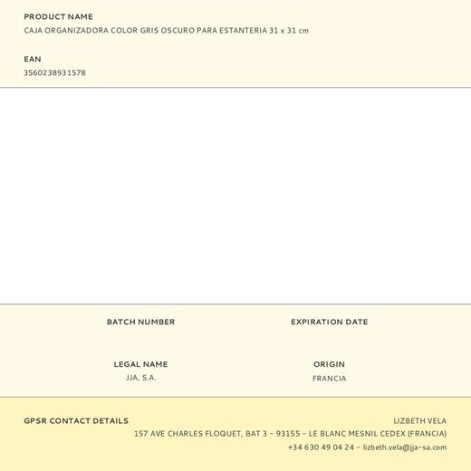 Caja Organizadora Color Gris Oscuro Para Estanteria 31 X 31 Cm