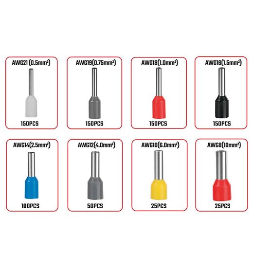 Caja Punteras Para Cables, Juego 800 Piezas