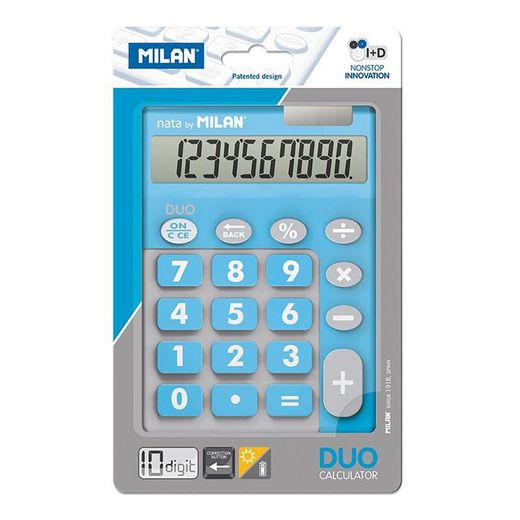 Calculadora Duo 10 Digitos Azul Teclas Grandes En Blister