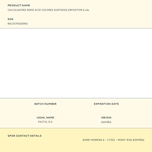Calculadora Serie Acid Colores Surtidos Expositor 6 Uds