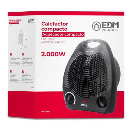 Calefactor Compacto 1000 - 2000 W Negro