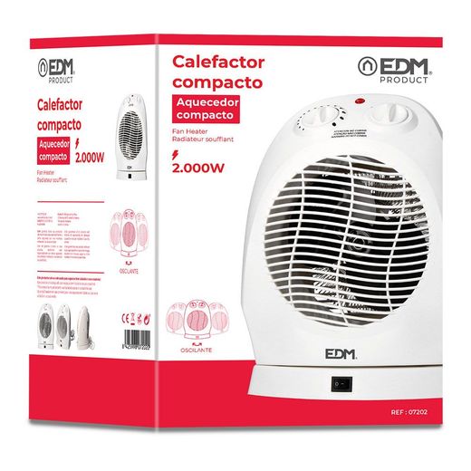 Calefactor Compacto Oscilante 1000 - 2000 W Blanco