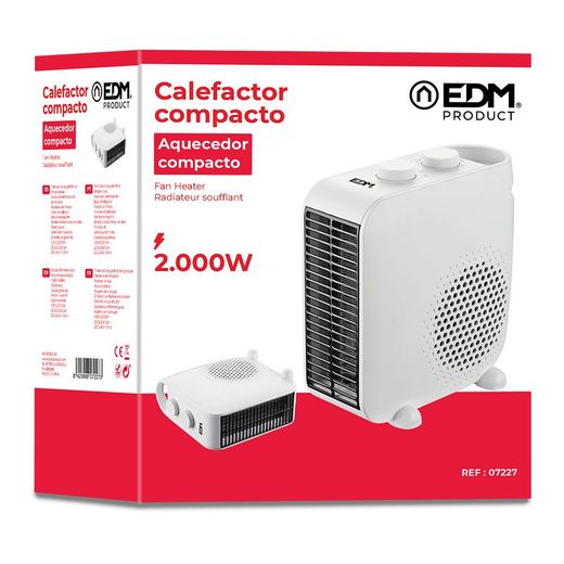 Calefactor Compacto Vertical/Horizontal 1.000 - 2.000 W Blanco