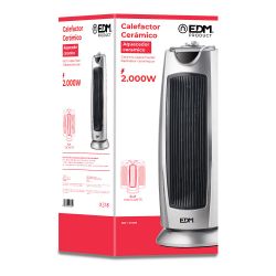 Calefactor De Torre Cerámico Oscilante Modelo Silver 1000 - 2000 W