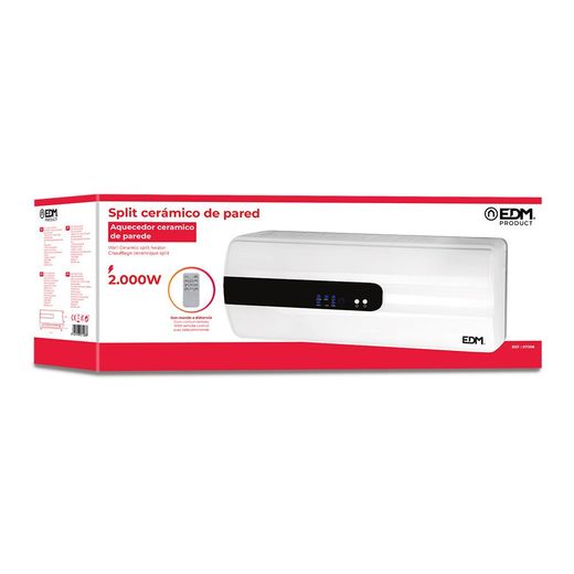Calefactor Split Cerámico 1000 - 2000 W, Con Mando Distancia 57 X 14 X 22 Cm