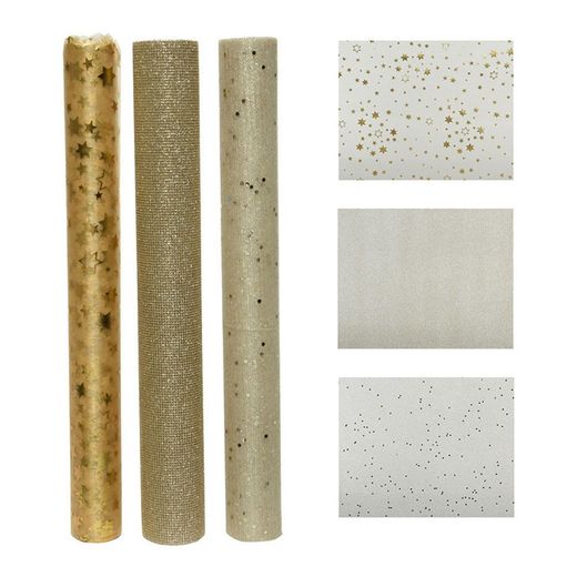 Camino De Mesa De Organza 3 Modelos Surtidos Champagne 35 X 200 Cm