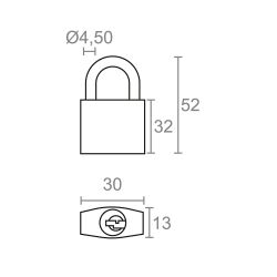 Candado De Arco Normal Basic Cn17, Latón, 30 Mm