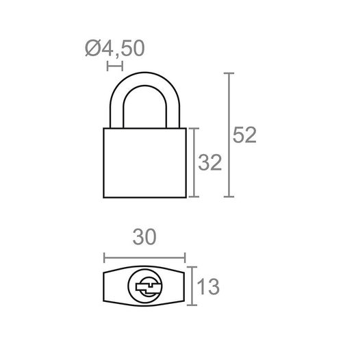 Candado De Arco Normal Basic Cn17, Latón, 30 Mm