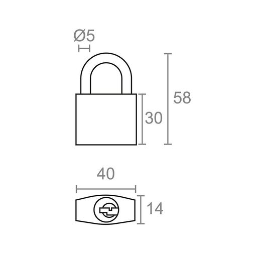Candado De Arco Normal Basic Cn17,Latón, 40 Mm