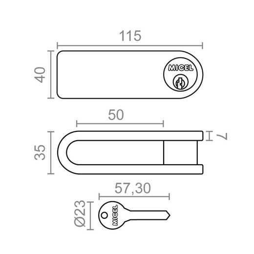 Candados Reja Ballesta Cn16 Con 3 Llaves, 2 Unidades