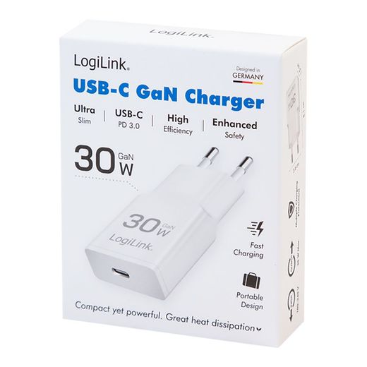 Cargador 30 W Gan Usb-C, Blanco