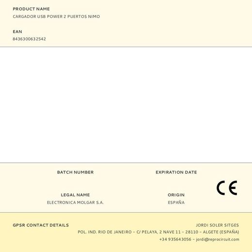 Cargador Usb Power 2 Puertos Nimo