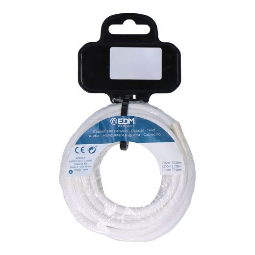 Carrete Cable Cordón Tubular H03Vv-F 2 X 0,75 Mm² Blanco, 5 M