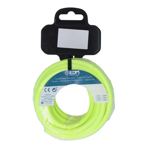 Carrete Cable Cordón Tubular H03Vv-F 2 X 0,75 Mm² Fluor Amarillo, 5 M