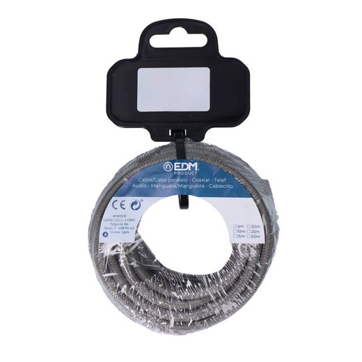 Carrete Cable Cordón Tubular H03Vv-F 2 X 0,75 Mm² Gris Oscuro, 5 M