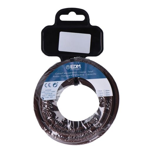 Carrete Cable Cordón Tubular H03Vv-F 2 X 0,75 Mm² Marrón, 5 M