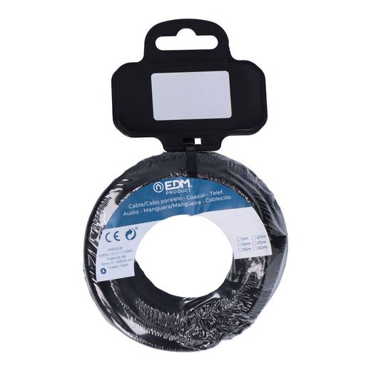 Carrete Cable Cordón Tubular H03Vv-F 2 X 0,75 Mm² Negro, 5 M