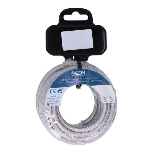 Carrete Cable Cordón Tubular H03Vv-F 2 X 0,75 Mm² Plata, 5 M